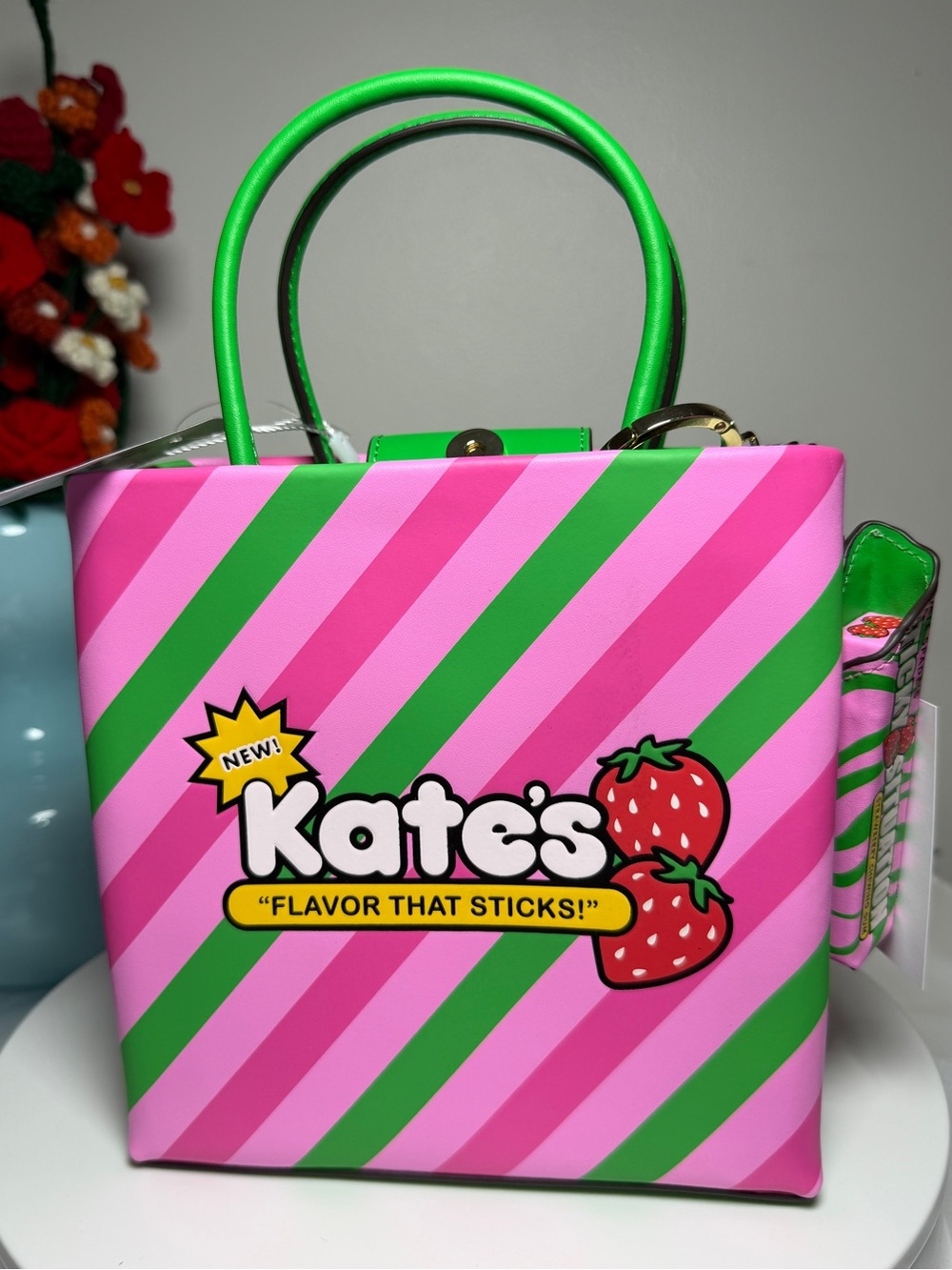 kate spade Strawberry Gum Graphic Handbag, wallet & bag charm NWT - Picture 3 of 13